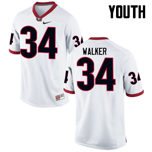 Youth Georgia Bulldogs #34 Herschel Walker College Football Jerseys-White - Click Image to Close